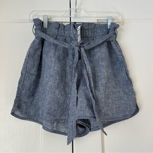 Express Paper Bag Shorts w/ Tie-Front/Belt - Chambray/Light Denim NWT Women’s SM